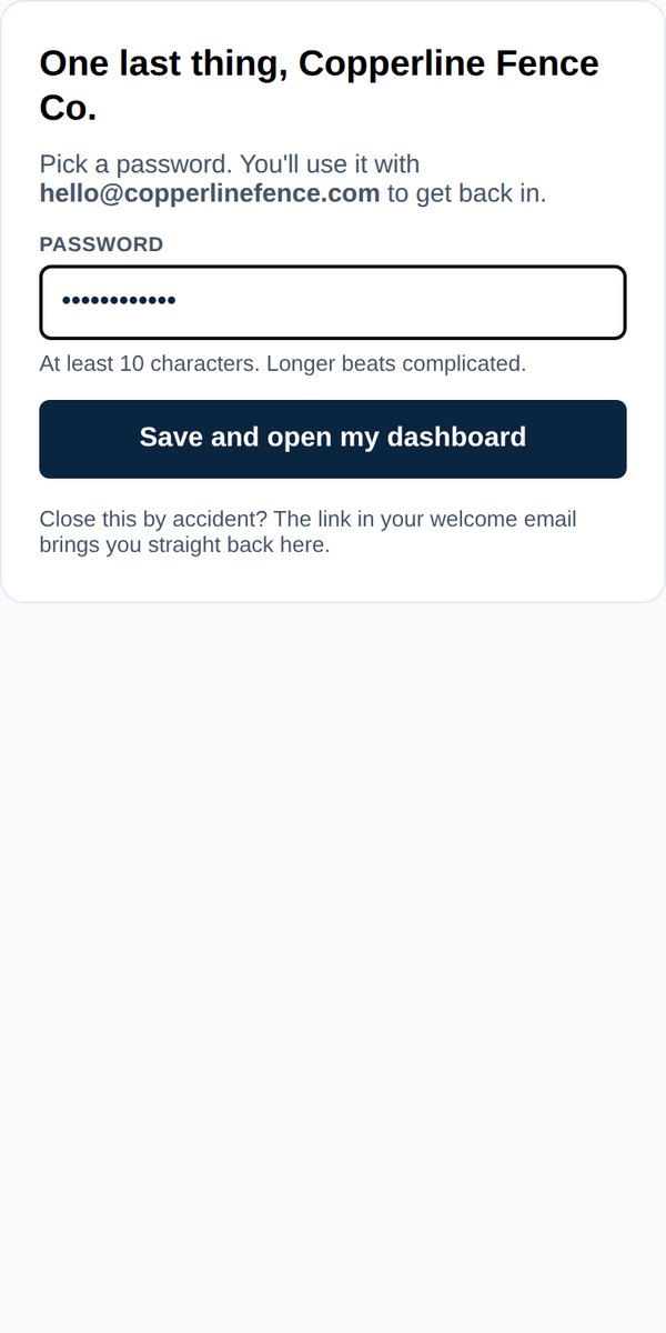 Choose a password screen