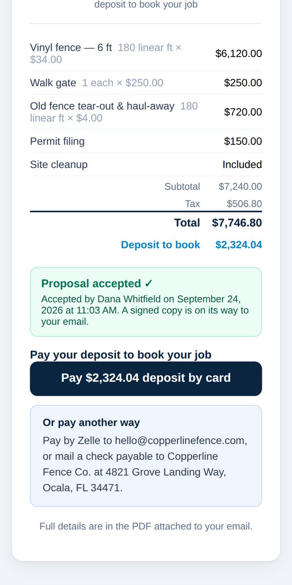 Customer paying the deposit
